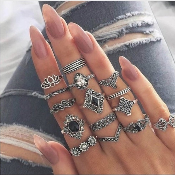 Boho silver plated rings - Picture 2 of 2